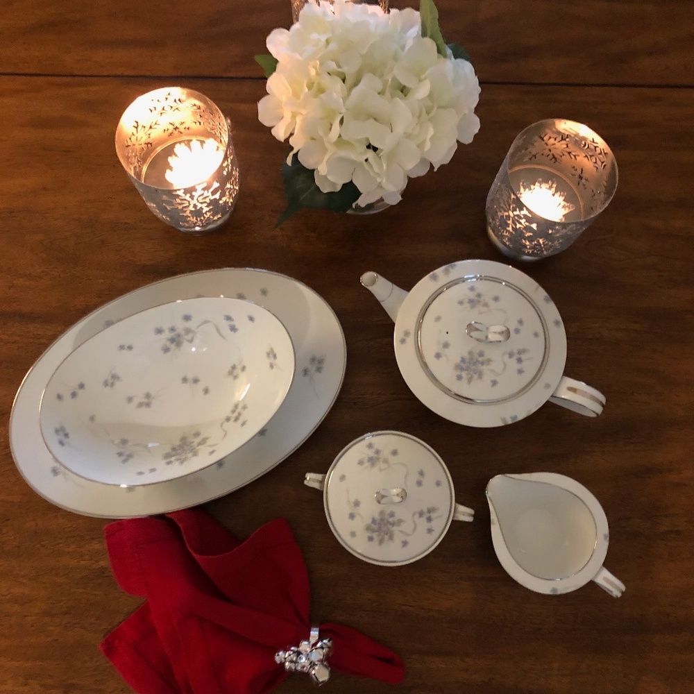 NORITAKE CHINA Pattern SUZETTE 5 Piece Hostess Set including Teapot with Lid